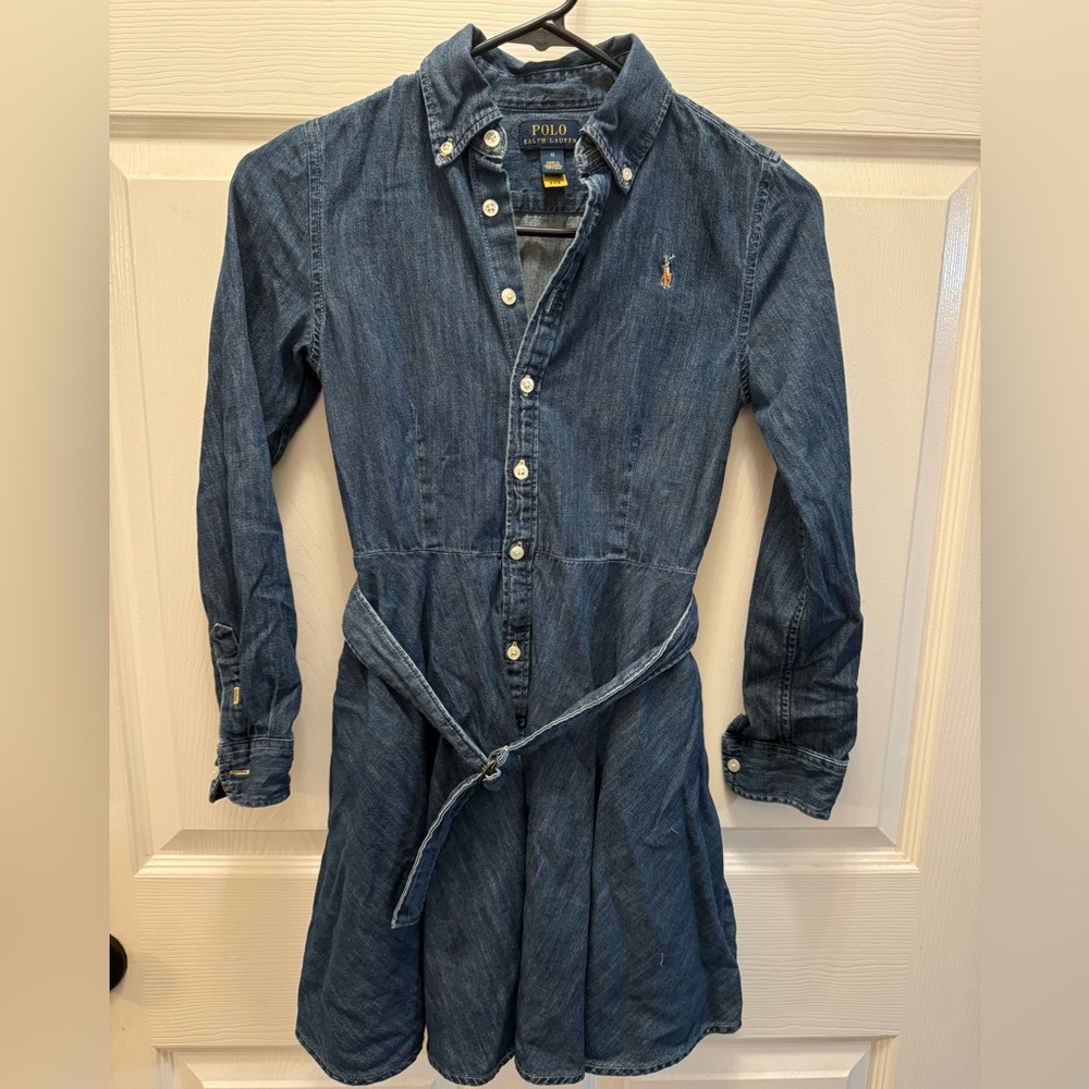 Polo by Ralph Lauren girls denim dress with pockets. Size 12